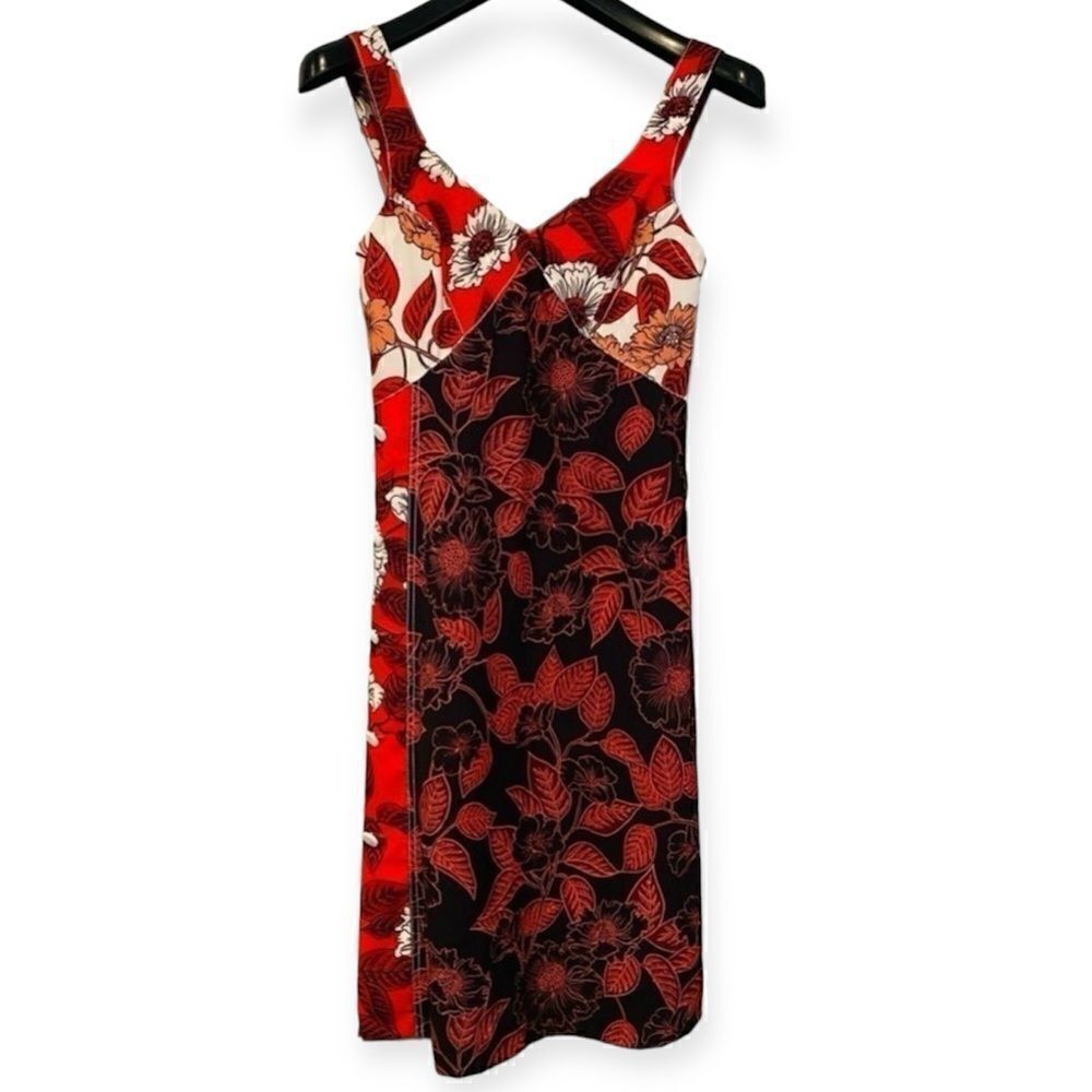 Warm NY Ruby Day Midi Floral V Neck Dress Size 0